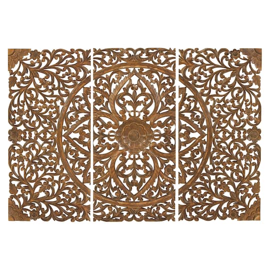 48" Brown Wood Traditional Wall Decor, 3ct.